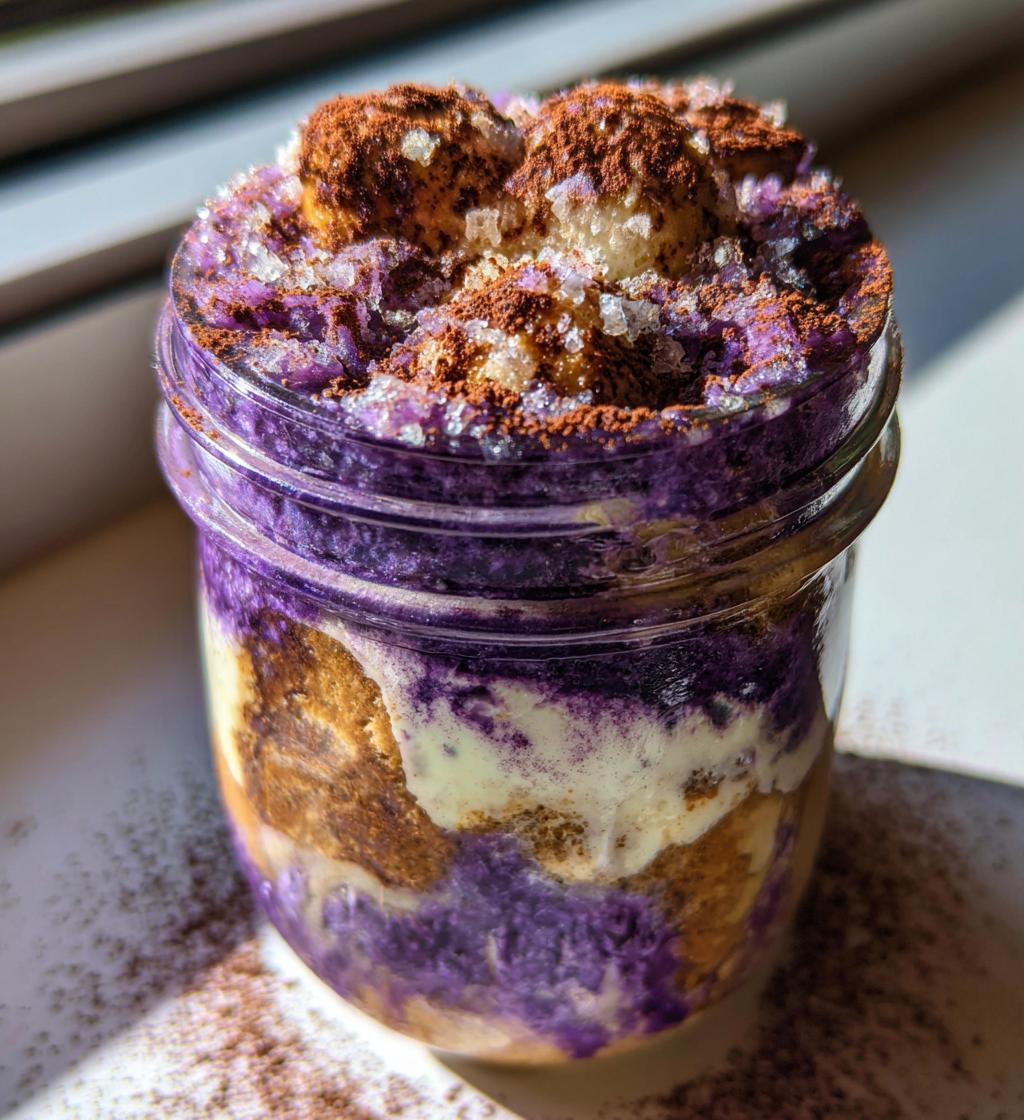 ube tiramisu in a jar