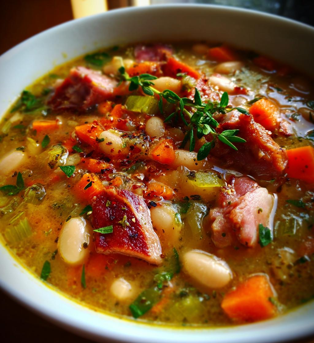white bean and ham hock soup - detail 1