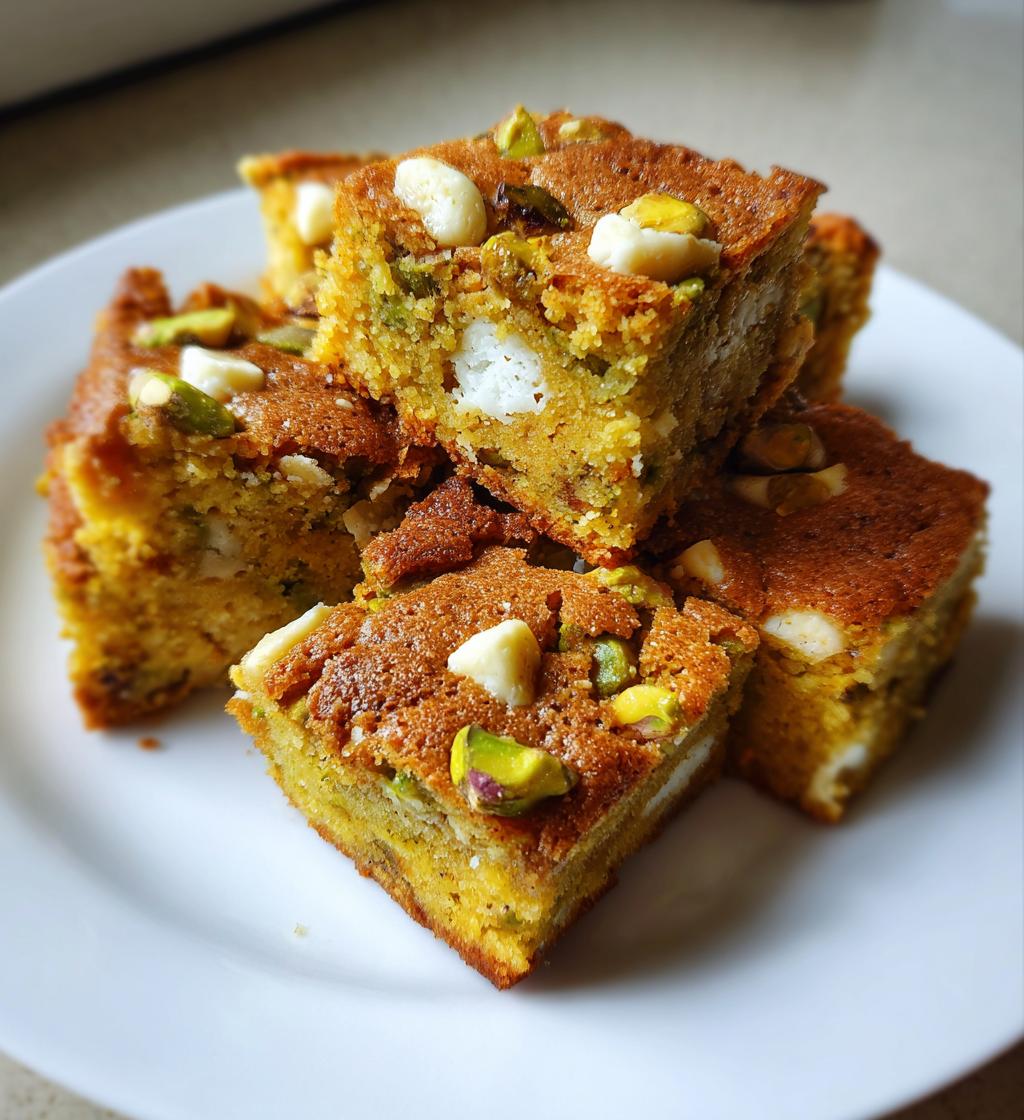 white chocolate pistachio blondies - detail 1