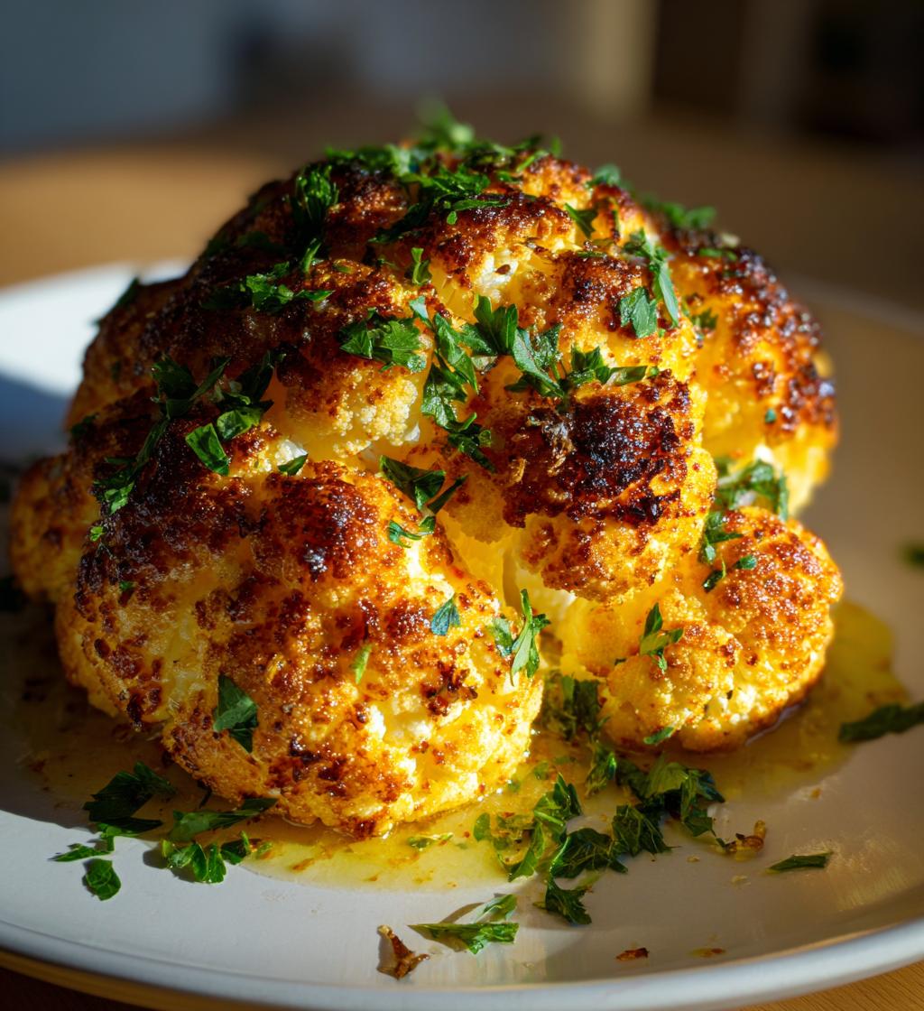 whole roasted cauliflower with butter sauce - detail 1