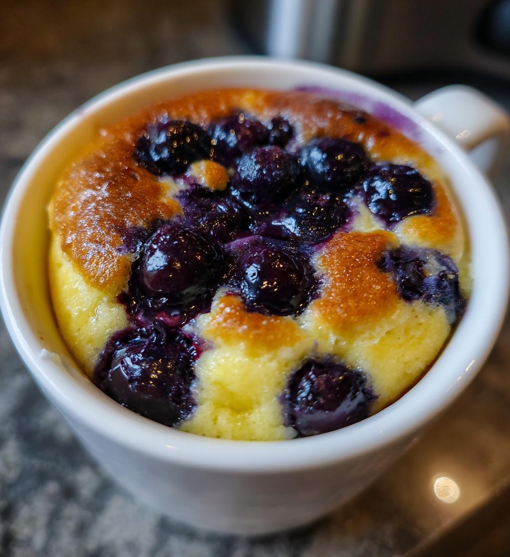 blueberry muffin in a mug