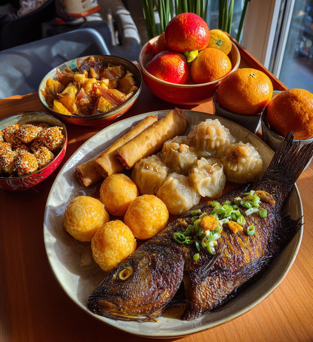 traditional chinese new year food display