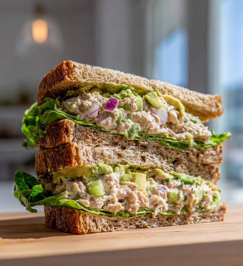 tuna salad sandwich with avocado