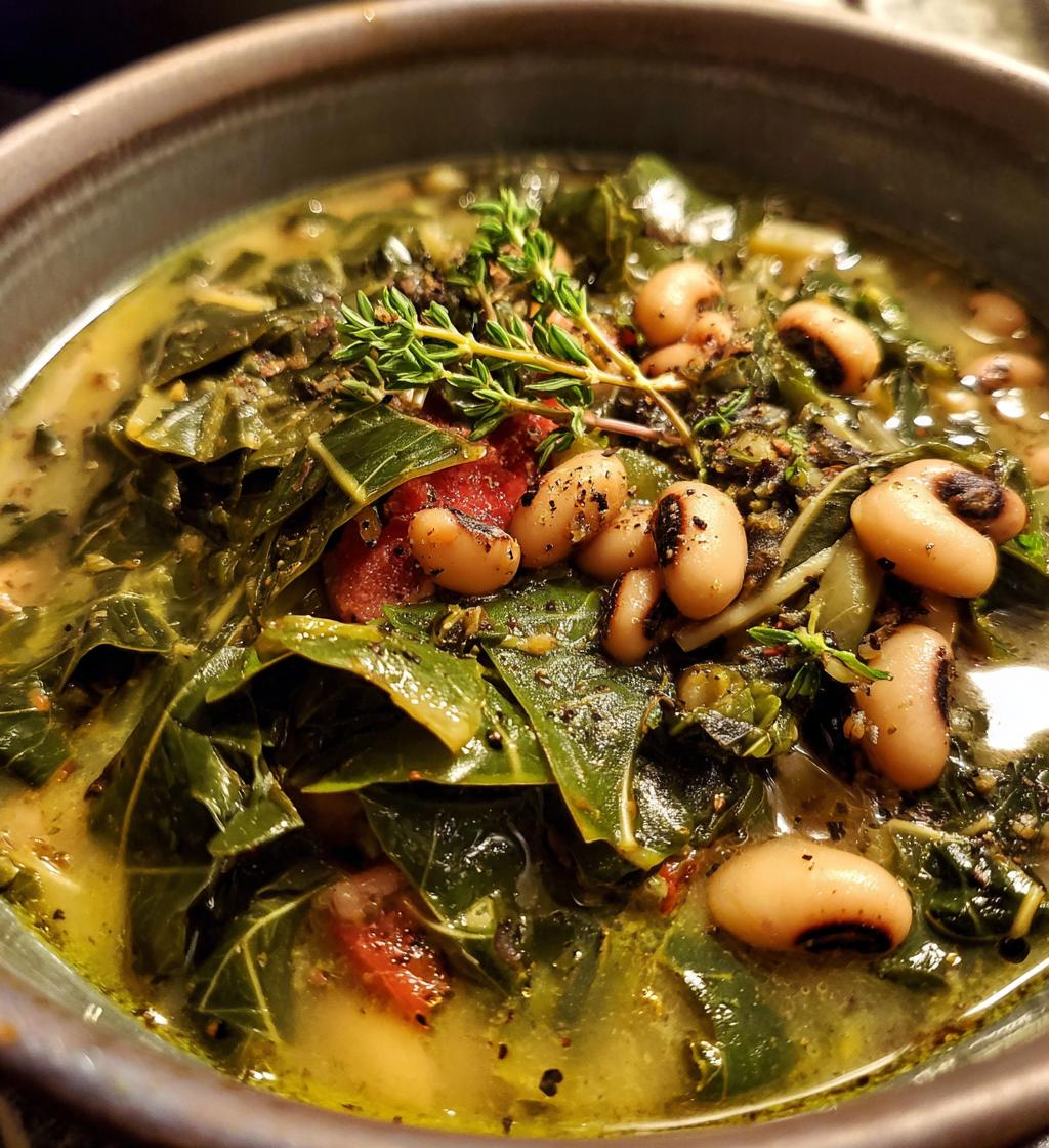 black eyed pea and collard green soup