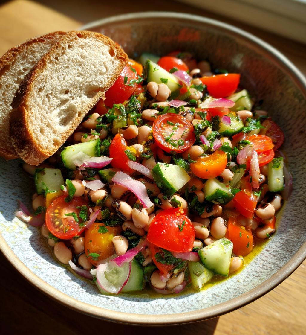 black-eyed pea salad with bread