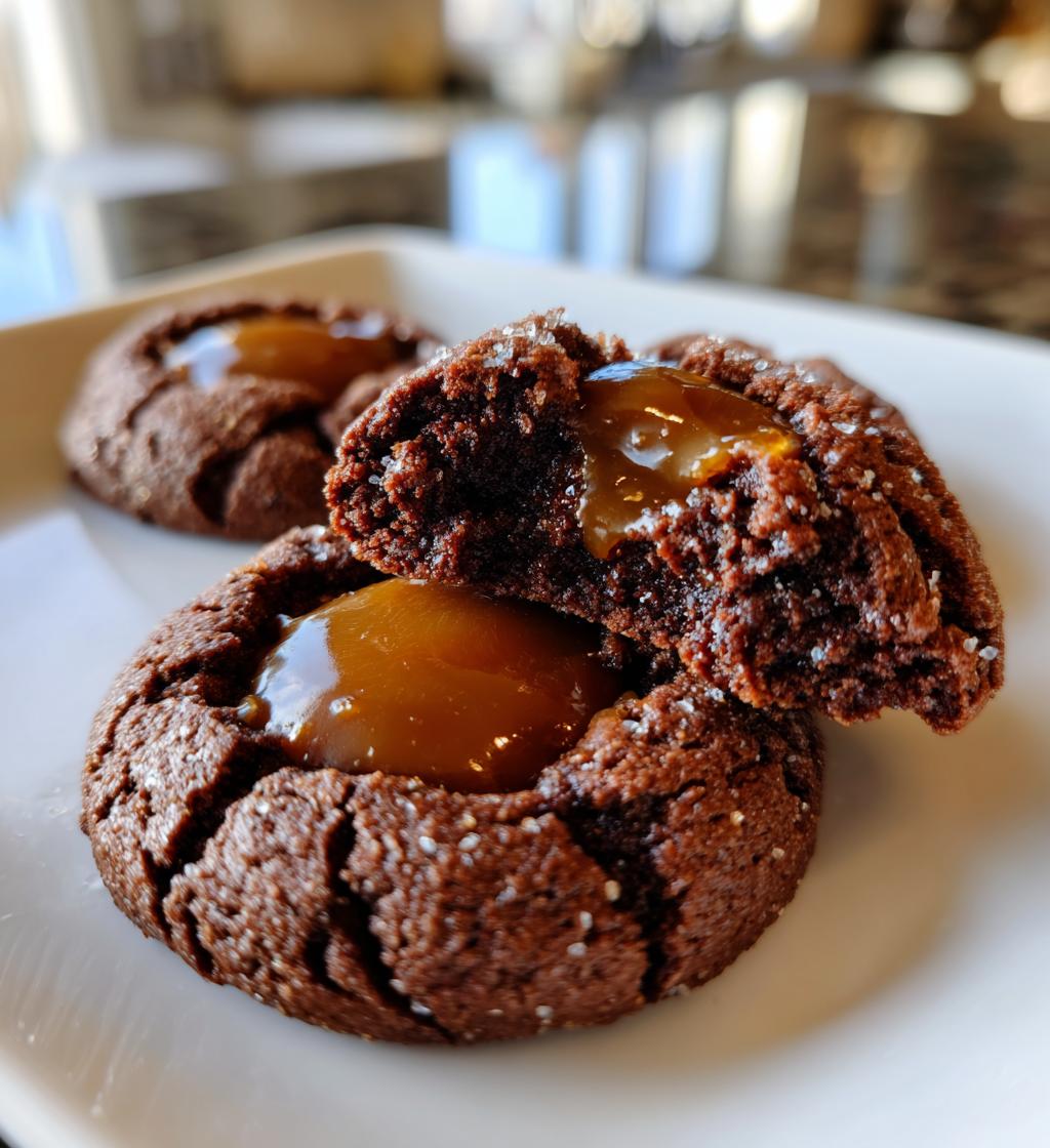 chocolate thumbprint with carmel