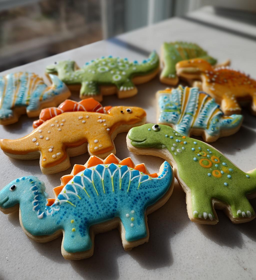 dinosaur royal icing cookies