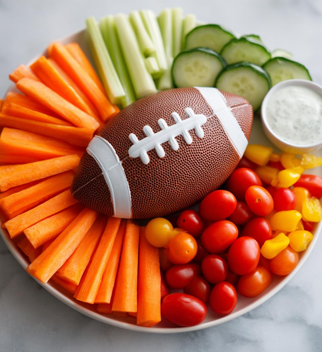 football shaped veggie tray
