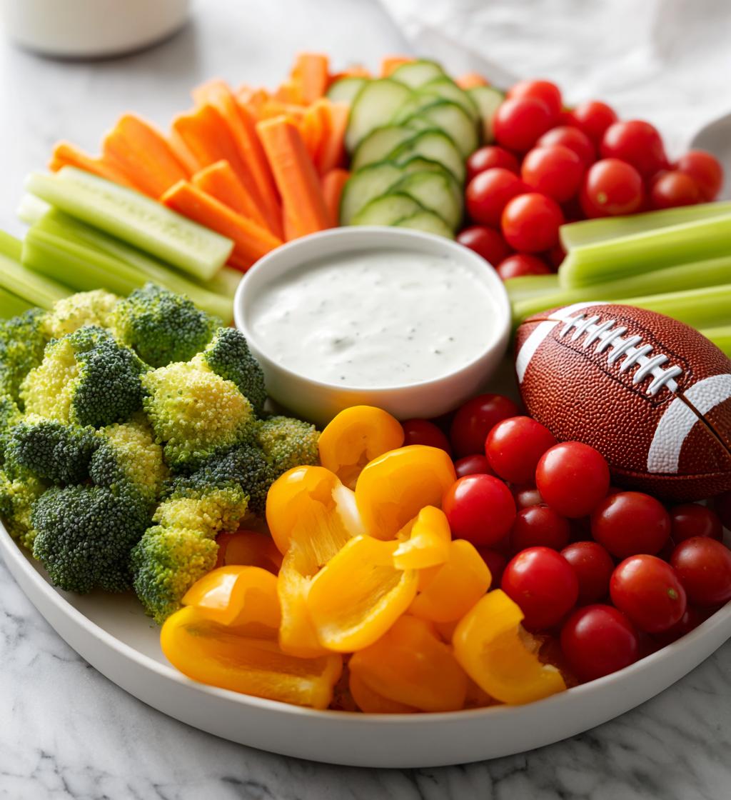 football vegetable tray