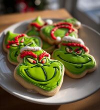 grinch royal icing cookies