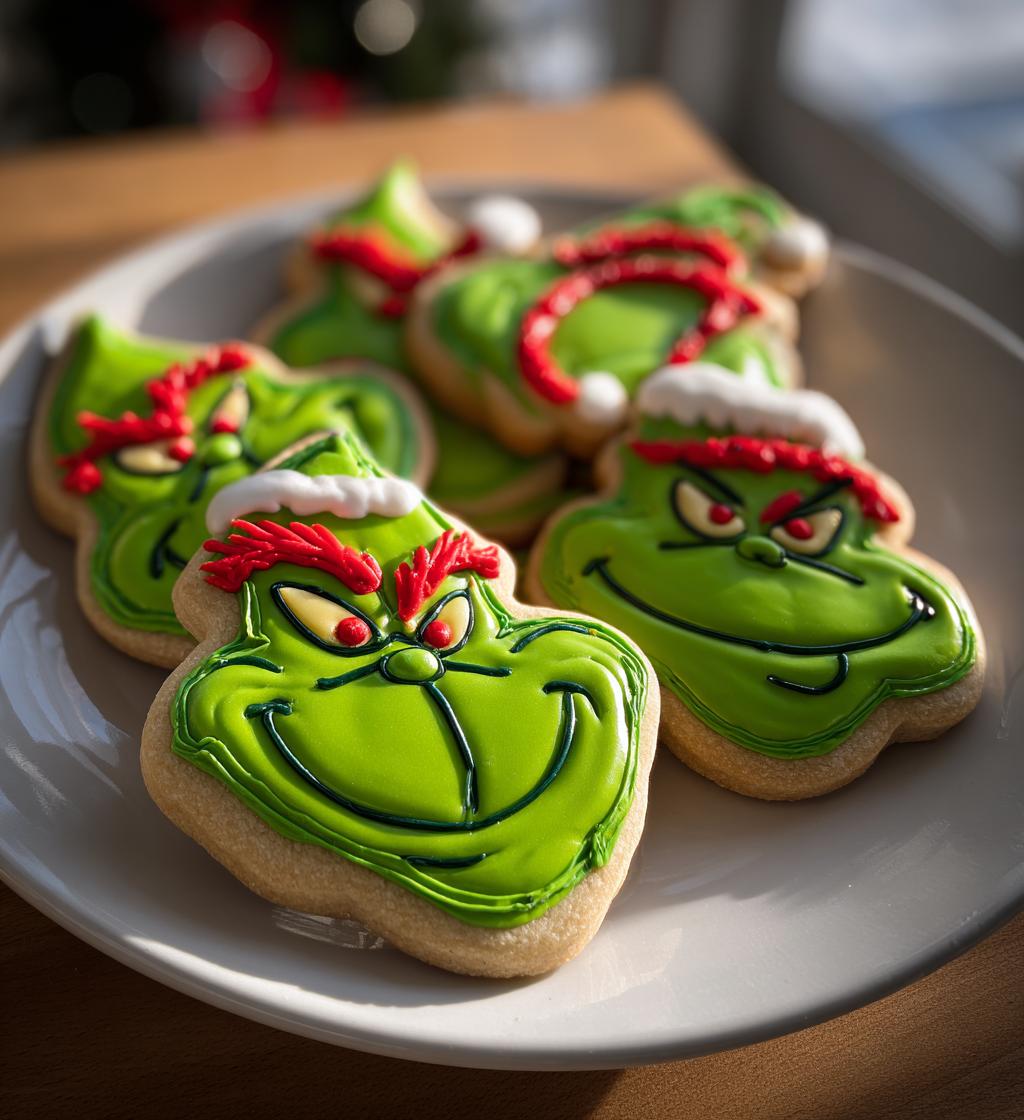 grinch royal icing cookies