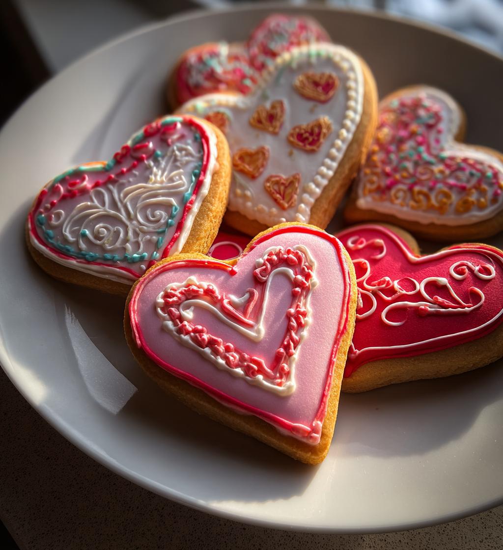 heart royal icing cookies
