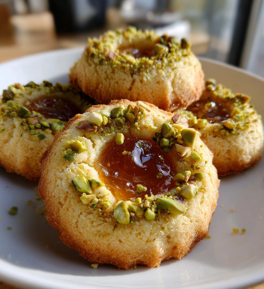 honey pistachio ricotta thumbprint cookies