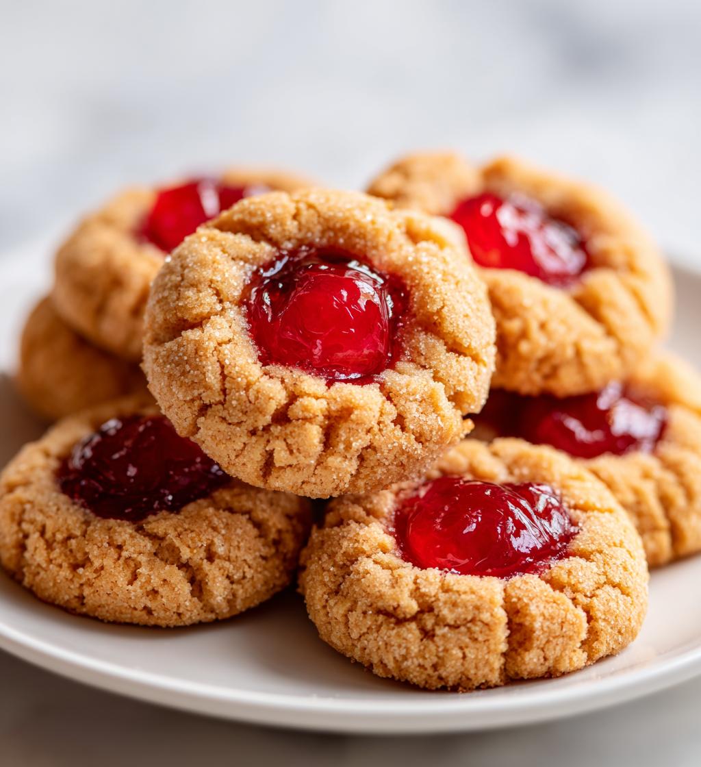 maraschino cherry thumbprint cookies
