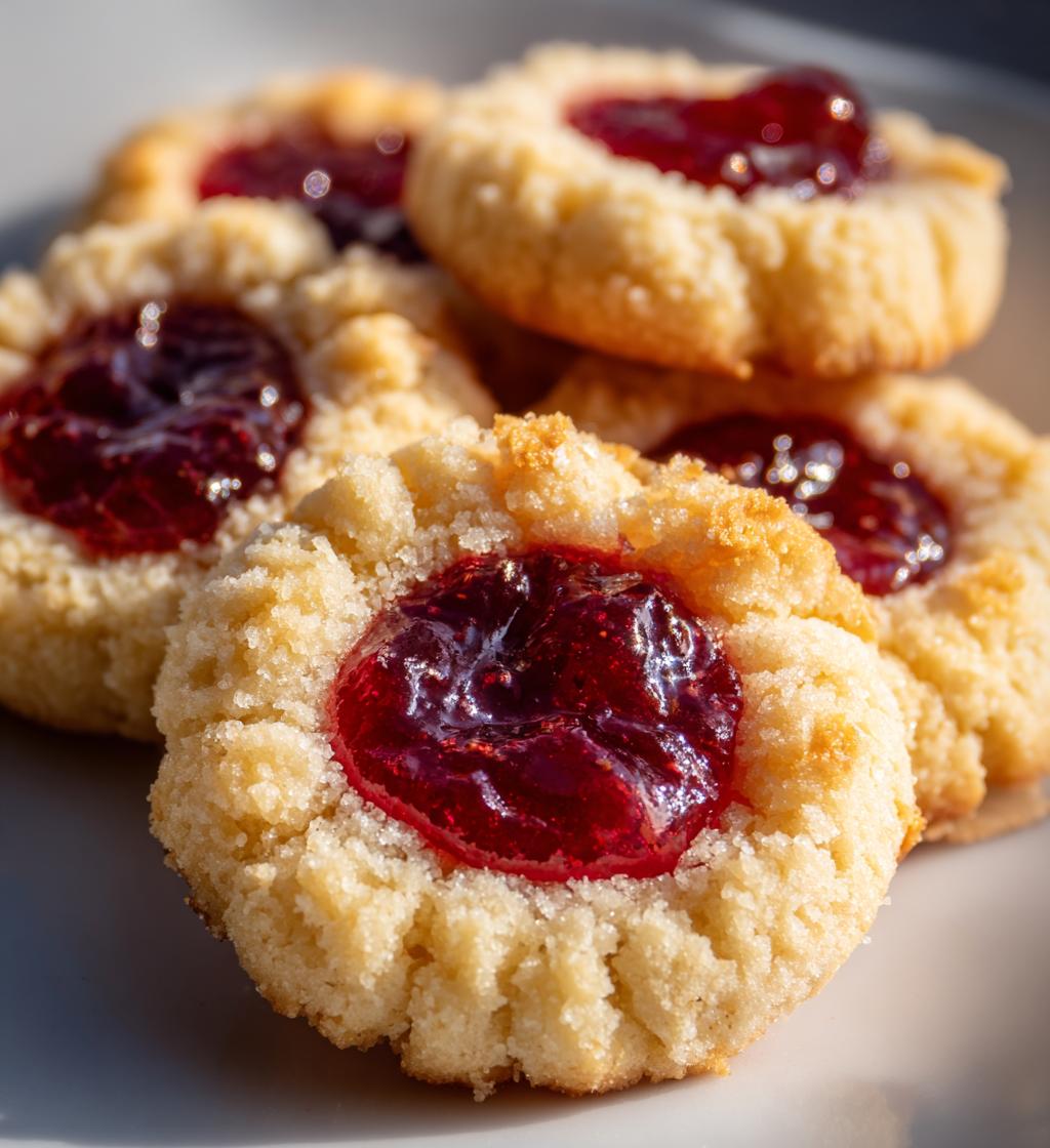 raspberry almond thumbprint cookies