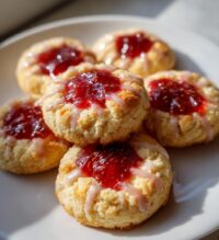 raspberry thumbprint cookies with lemon glaze