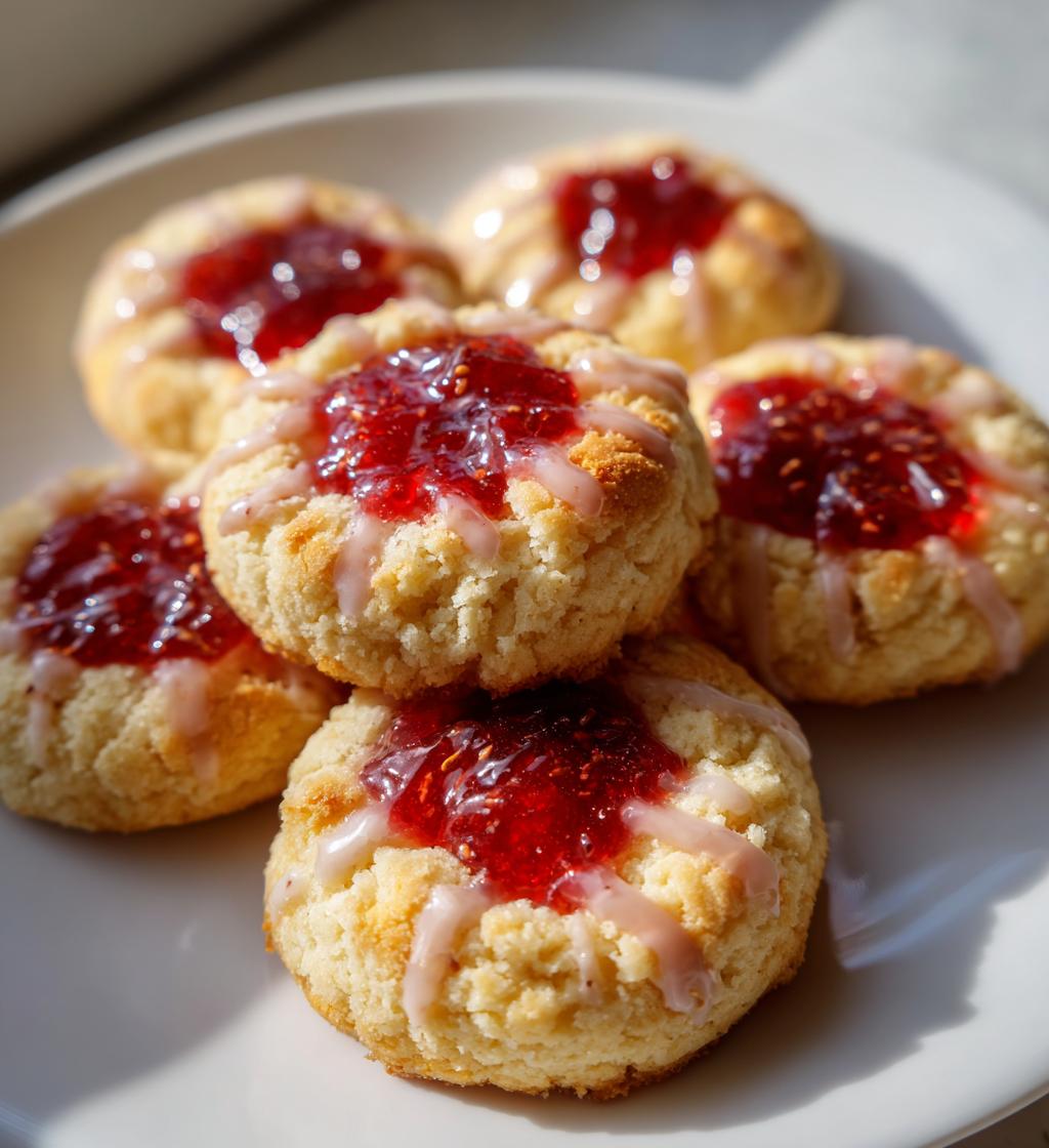raspberry thumbprint cookies with lemon glaze
