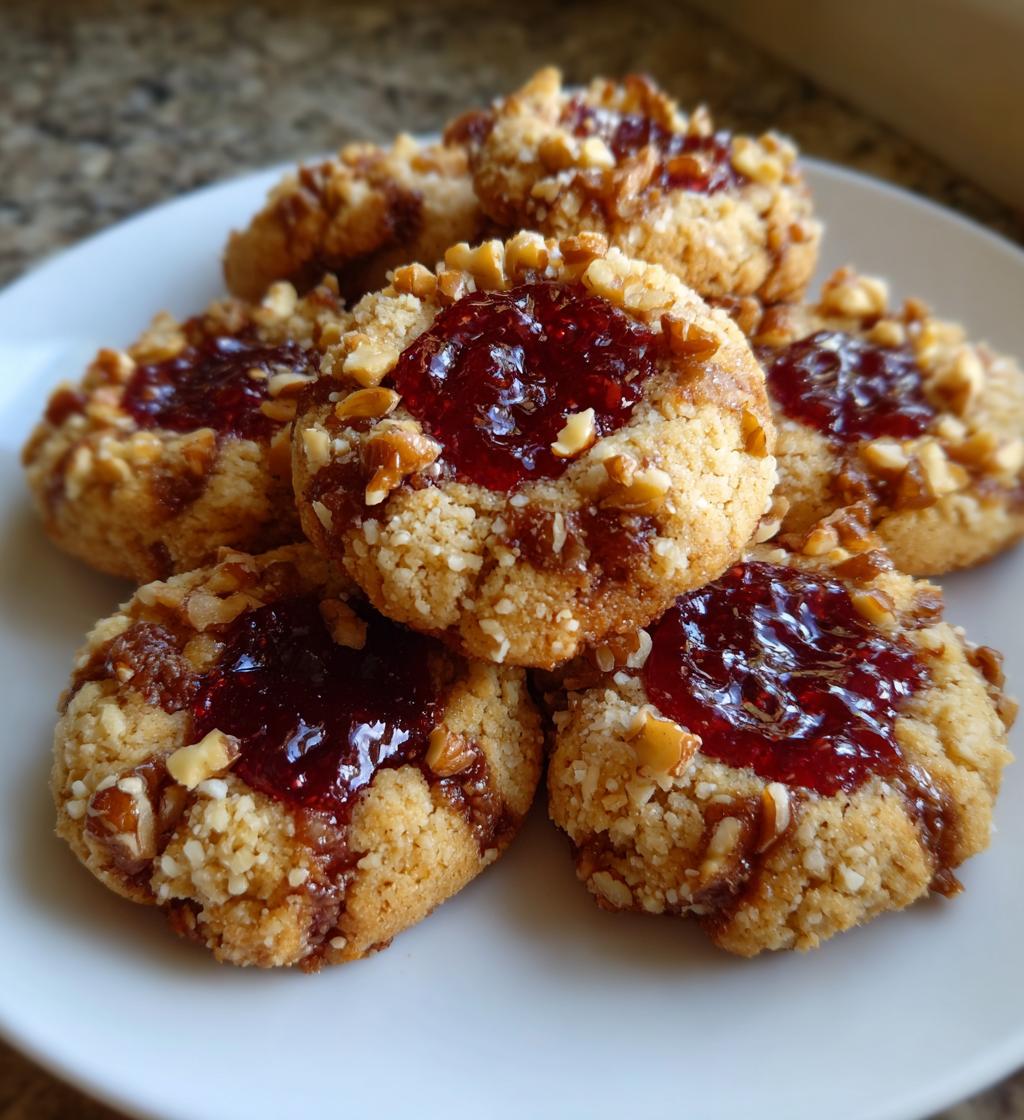 raspberry walnut thumbprint cookies