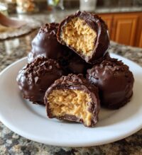rice krispie buckeyes peanut butter balls