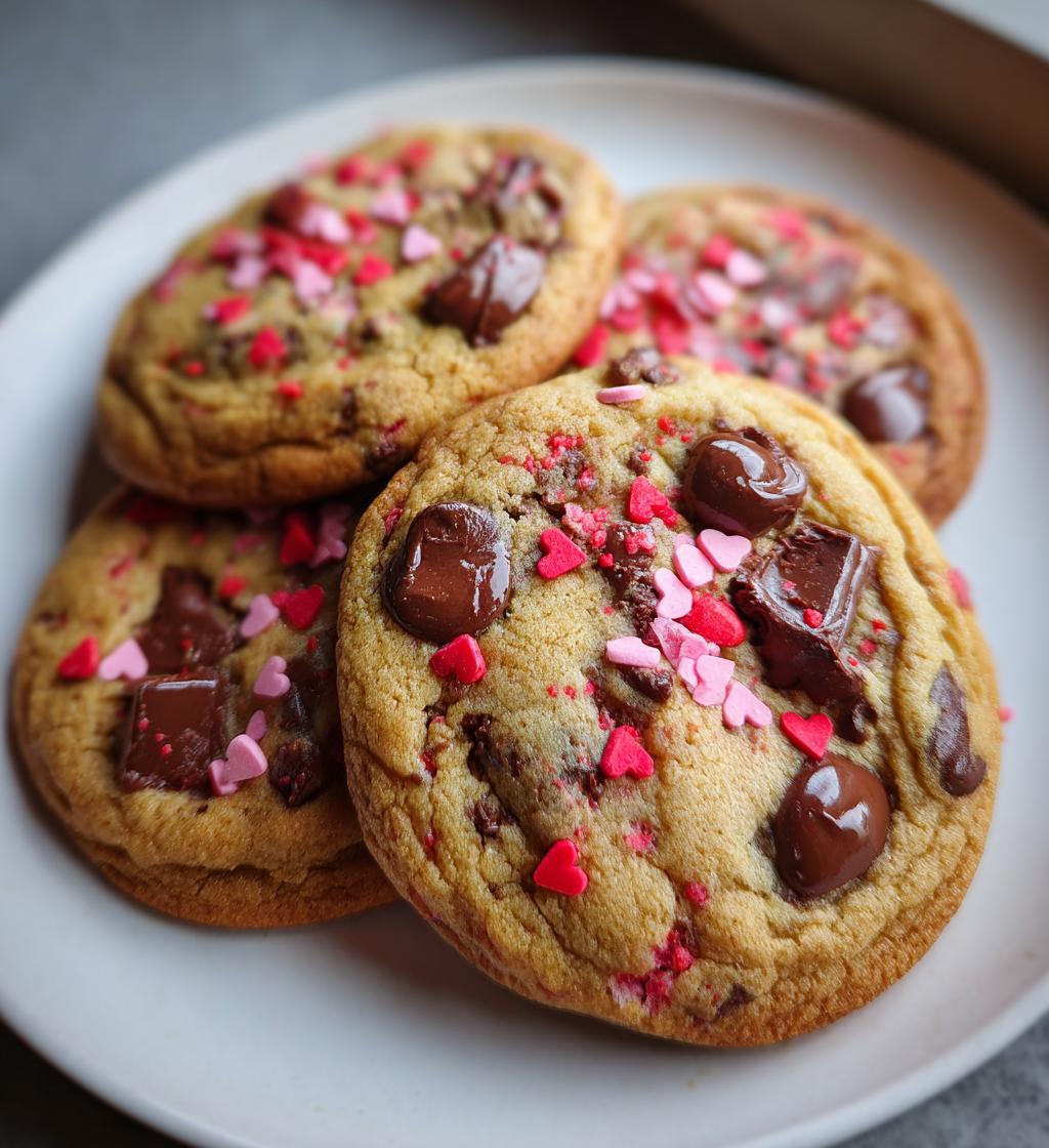 valentine chocolate chip cookies