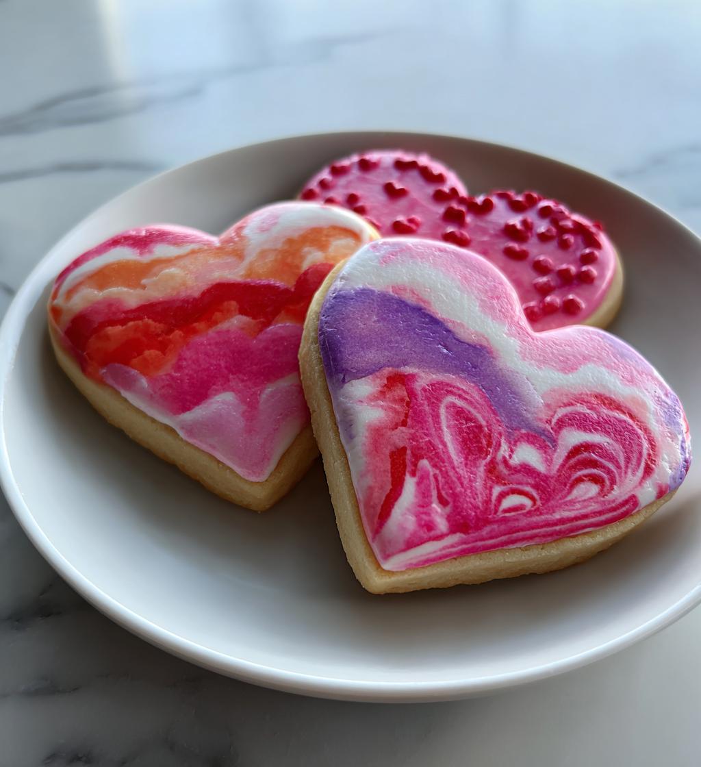 watercolor valentine cookies