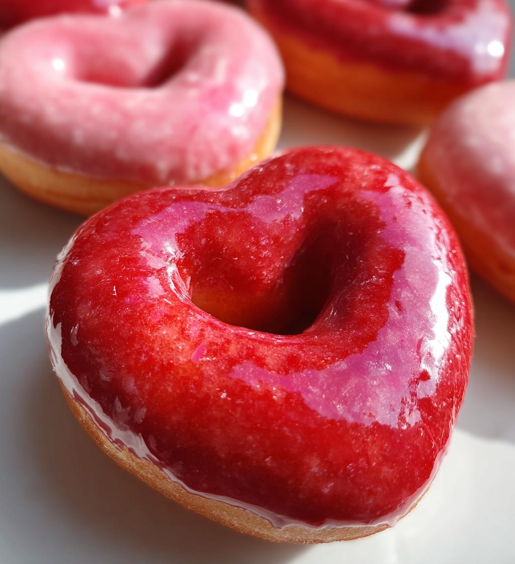 heart shaped donuts - valentines red and pink