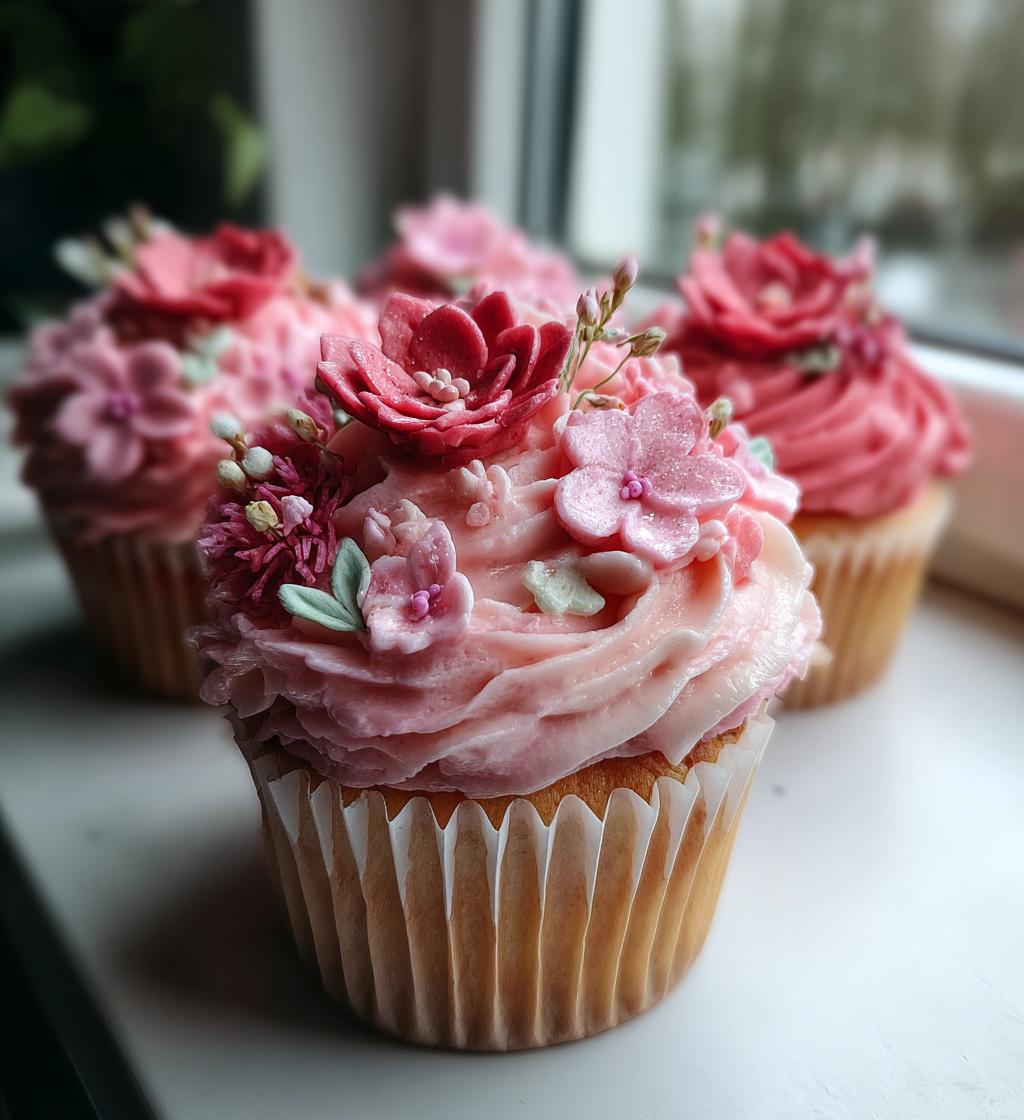 valentine flower cupcakes