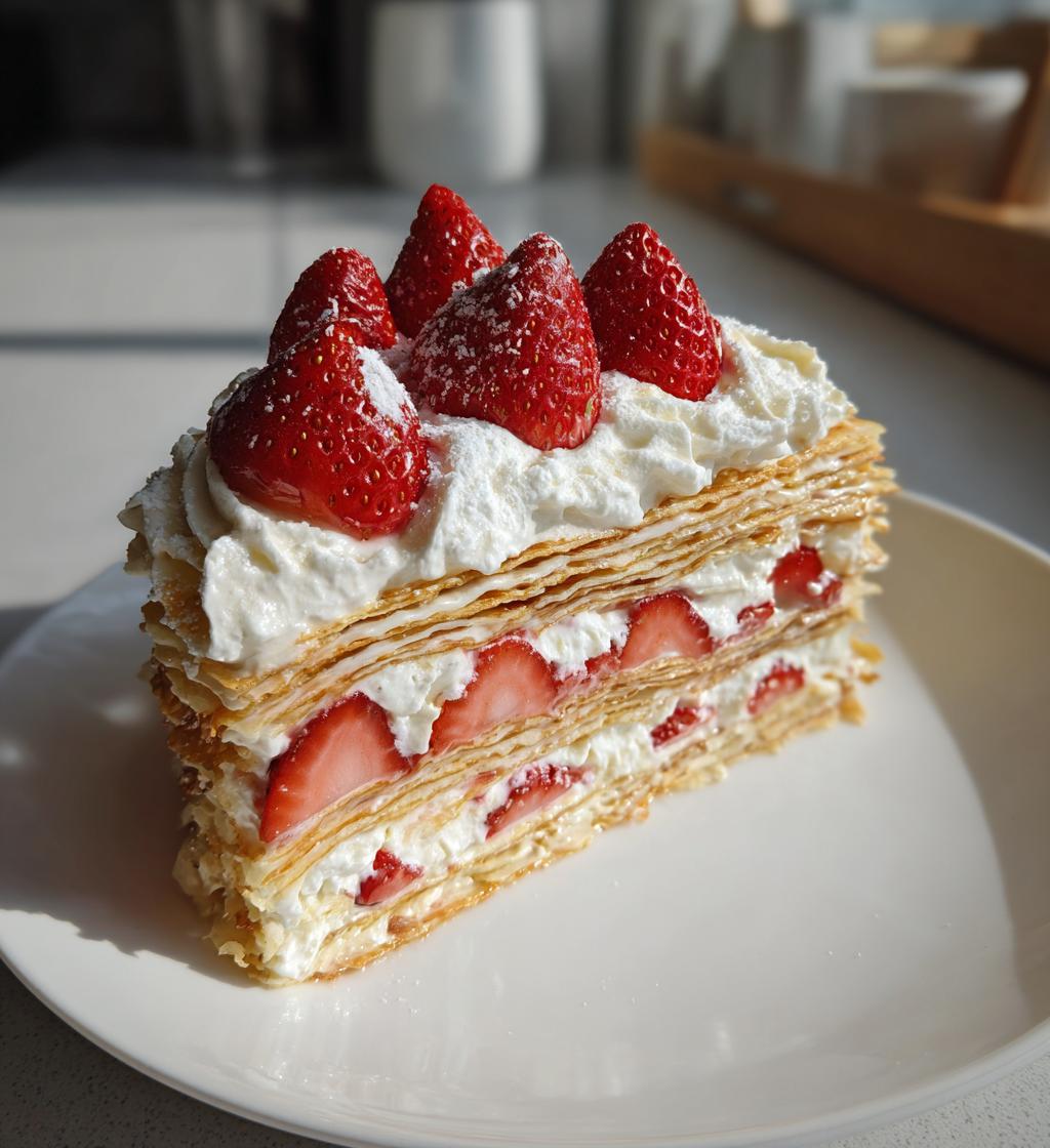 valentine strawberry crepe cake