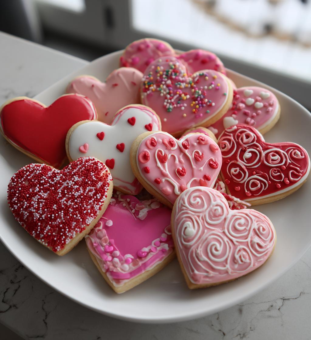 valentines decorated cookies